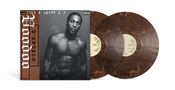 Text: "D'ANGELO Voodoo". Cover zeigt einen muskulösen Mann, daneben zwei braun-gemusterte Schallplatten., 2 LPs
