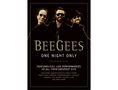 "Bee Gees: One Night Only" steht zentral. Oben sind drei lächelnde Männer mit Sonnenbrillen und Hüten in einer Illustration., DVD