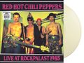 "Red Hot Chili Peppers" oben, "Live at Rockpalast 1985" unten. Vier Männer ohne Hemd, einer hält Gitarre., LP