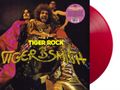 "TIGER ROCK", "TIGER B. SMITH" in gelber Schrift. Rotes Vinyl. Drei Personen in bunten Outfits, dynamische Pose., LP