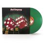 "Bad Company" und "Straight Shooter" in roter Schrift auf einem Spieltisch mit zwei roten Würfeln. Grünes Vinyl.