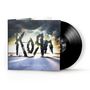 "Korn" und "The Path of Totality" ist zu sehen. Eine Vinyl-Schallplatte ragt teilweise aus einem Albumcover heraus., LP