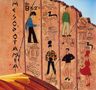 "MESOPOTAMIA" und "the B-52's". Fünf stilisierte Figuren vor antiken Hieroglyphen auf einer rissigen Wand., 1 LP und 3 CDs