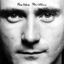 Text: "Face Value Phil Collins". Ein intensives Porträtbild eines Mannes in Schwarz-Weiß mit eindringlichem Blick.
