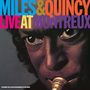 Text: "MILES & QUINCY LIVE AT MONTREUX". Nahaufnahme eines Gesichts, das eine Trompete spielt, konzentrierter Ausdruck.