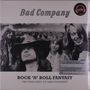 Cover mit dem Text: "Bad Company. Rock 'n' Roll Fantasy: The Very Best of Bad Company." Schwarz-weißes Bandfoto im Hintergrund.