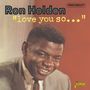 "Ron Holden" und "love you so..." in großen Buchstaben. Ein lachender Mann in einem Anzug mit orangem Hintergrund., CD