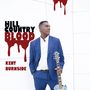"Hill Country Blood" und "Kent Burnside" in kräftiger Schrift. Ein Mann im blauen Anzug hält Gitarre vor minimalistischem Hintergrund.
