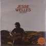 Texte: "JESEE WELLES", "PILGRIM", orange Sticker. Silhouette eines Gitarristen vor Landschaft bei Sonnenuntergang., LP