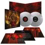 "Stranger Things 5" auf zwei transparenten Vinyls, umgeben von illustrierten Covern mit Seriencharakteren und roten Akzenten., 2 LPs