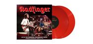 "Badfinger" in roter Schrift. "Live at the Cambridge Performance Center" in Weiß auf schwarzem Hintergrund. Musiker auf Bühne., 2 LPs
