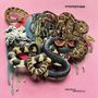 Text: "STEPMOTHER", "ABSURDUS MANIFESTUS". Schlangen, tropfendes Muster, Augen mit Brille, rosa Hintergrund., LP