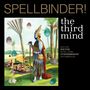 „SPELLBINDER! the third mind“ und die Namen mehrerer Künstler. Surrealistische Illustration mit Eiern und Maskenfigur., LP