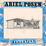 "Ariel Posen" und "Bannatyne"; eine technische Zeichnung eines modernen Hauses mit blauen Collageelementen., LP