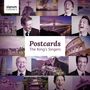 „Postcards The King’s Singers“, umgeben von lächelnden Sängern und weltberühmten Wahrzeichen. Signum Classics oben links., CD