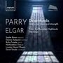 Texte erwähnen Parry, Elgar, Werke wie "De profundis", und Interpreten. Ein Raum mit Gitterfenster und Lichtstrahlen.