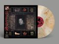 "Dazzling Killmen Face of Collapse" in roter Schrift. Limited Edition Bone Fragment Vinyl. Bild mit Unschärfe, Zähnen und Blättern., LP