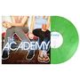 "The Academy Is... (fast times at barrington high)" in großer Schrift. Zwei Personen sitzen auf einem roten Sofa. Grünes Vinyl., LP
