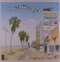 "Jack's Mannequin", "Everything in Transit". Illustration von einem Strand mit Palmen und einer Promenade.