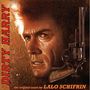 „DIRTY HARRY“ steht links, „the original score by Lalo Schifrin“ unten. Illustration zeigt ernstes Gesicht und großen Revolver., LP
