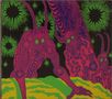 Keine sichtbaren Texte. Eine psychedelische Illustration zeigt drei rosa Kreaturen mit grünen Augen vor grünen Mustern., CD