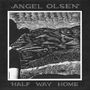 „ANGEL OLSEN“, „HALF WAY HOME“. Eine Schwarz-Weiß-Illustration einer Landschaft mit einer Person im Vordergrund., LP