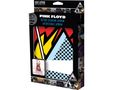 "PINK FLOYD" und "RETRO FASHION APRON" steht oben. Darunter ein geometrisches Design in Rot, Gelb und Blau. Verpackungsdesign., Merchandise