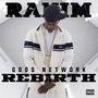 RAKIM, GODS NETWORK, REBIRTH. Mann in weißem Trainingsanzug, Kappe und großer Halskette blickt nach unten., LP