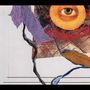 Ein collageartiges Gemälde mit einem großen, zentralen Auge, violetten und orangefarbenen Texturen vor einem roten Hintergrund., CD