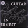 Text: "LIMITED CLEAR VINYL" und "GUITAR IN ERNEST". Illustration: Drei silhouettierte Gitarristen spielen akustische Gitarren., LP