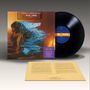 Cover und Vinyl von "The Alan Parsons Project - Pyramid". Blaues, gestörtes Muster über mannähnlicher Figur mit Pyramide., LP
