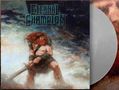 Aufschrift "Eternal Champion". Illustration: Ein Krieger mit rotem Haar in Kampfszene, hält ein Schwert, stürmische Umgebung., LP