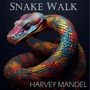 Oben steht "Snake Walk", unten "Harvey Mandel". Eine farbenfrohe, detaillierte Illustration einer Schlange in Lebendigkeit.