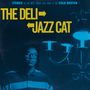 "The Deli → ← Jazz Cat" steht in gelben Buchstaben. Links eine Person mit Brille, rechts ein moderner Kronleuchter., LP