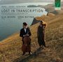 „Ravel · Grieg · Gershwin, LOST IN TRANSCRIPTION, Ilia Iashin (Cello) und Iana Batina (Piano)“. Zwei Personen auf einem Hügel mit einem Cello, im Hintergrund eine weitläufige Landschaft mit Wasser., LP