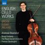 NAXOS, ENGLISH CELLO WORKS, BRIDGE, ELGAR, IRELAND, Andreas Brantelid mit einem Cello vor einer grünen Holzwand.
