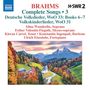 BRAHMS Complete Songs 3, Deutsche Volkslieder. Landschaft mit Bergen, Kirche, bunten Bäumen, Logo von NAXOS, SWR2.
