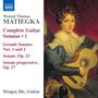 Links: "Wenzel Thomas Matiegka, Complete Guitar Sonatas 1". Rechts: Eine Person in altmodischer Kleidung mit Gitarre., CD