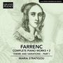 "Farrenc Complete Piano Works 2. Theme and Variations Part I. Maria Stratigou." Zeichnung einer Frau und "Grand Piano" Logo.