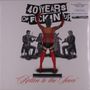 "40 Years of Fuckin' Up" oben, "Rotten to the Score" unten. Illustration: Person in Rot mit Orchester., LP