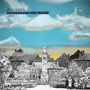 „Jim Noir: Programmes for Cools“. Zeichnung einer Stadt mit Häusern, einem Uhrturm und blauem Himmel mit Wolken., LP