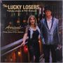 "The Lucky Losers w/ Cathy Lemons & Phil Berkowitz, Arrival, with special guests Danny Caron & Kid Anderson." Zwei Personen elegant gekleidet., LP
