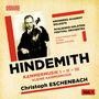 Texte: "HINDEMITH", "KAMMERMUSIK I - II - III", "Christoph ESCHENBACH". Schwarz-weißes Bild von einem Mann mit Geige., CD