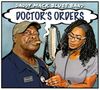 „Daddy Mack Blues Band, Doctor's Orders“ in einer Illustration. Ein Mann mit Zigarre, eine Frau misst den Blutdruck.
