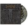 "Incantation" oben, "Onward to Golgotha Live" unten. Cover zeigt eine düstere Kreuzigung mit chaotischen Linien., 2 LPs
