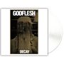 Texte: "GODFLESH", "DECAY". Ein abstraktes, monochromes Bild einer Statue oder Struktur., LP