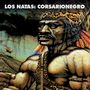 Text: "LOS NATAS: CORSARIONEGRO." Illustration eines muskulösen Mannes mit Leopardenmuster und Federschmuck., LP
