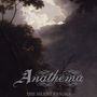 Text: "Anathema", "The Silent Enigma". Dunkle, dramatische Wolkenlandschaft mit Bäumen, geheimnisvolle Atmosphäre., LP
