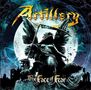 Artillery, The Face of Fear, Logo und Illustration eines Engels mit Sense vor Vollmond, neugotische Stimmung., LP