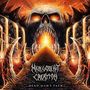 "Malevolent Creation" und "Dead Man's Path". Bedrohlicher Schädel mit Flammen, düstere Umgebung, Zähne aus Flammen., CD